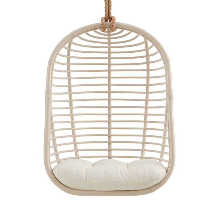 Modway Neve Open Rib Weave Natural Rattan Hanging Chair in Light Tan - detail view