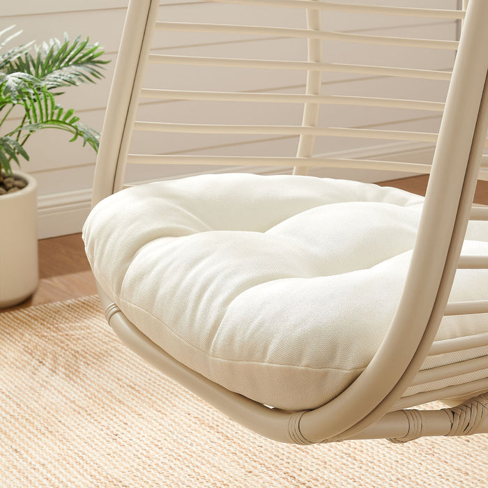 Modway Neve Open Rib Weave Natural Rattan Hanging Chair in Light Tan - lifestyle view 16