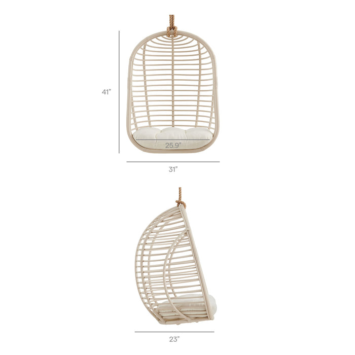 Modway Neve Open Rib Weave Natural Rattan Hanging Chair in Light Tan - dimensions and specifications 23