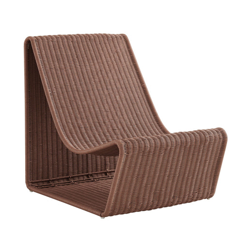 Modway Eira Curved Low Seat Natural Rattan Lounge Chair in Mocha - front view