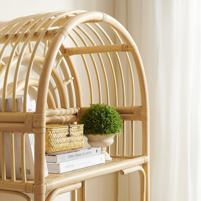 Modway Ottilie 68 Inch Arched Natural Rattan Bookshelf in Natural Rattan - lifestyle view 11