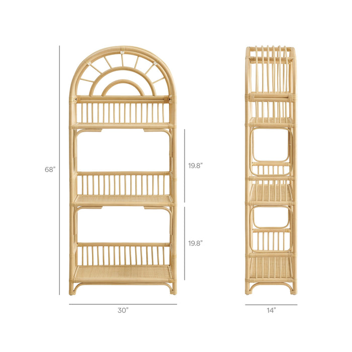 Modway Ottilie 68 Inch Arched Natural Rattan Bookshelf in Natural Rattan - dimensions and specifications 16