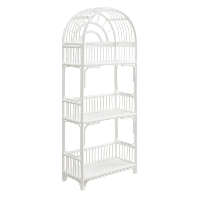 Modway Ottilie 68 Inch Arched Natural Rattan Bookshelf in White - front view