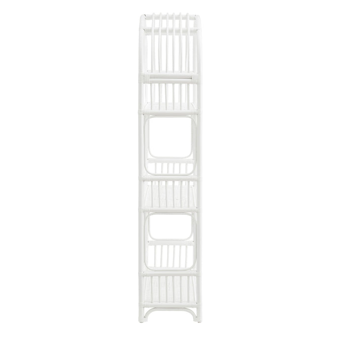 Modway Ottilie 68 Inch Arched Natural Rattan Bookshelf in White - angled view