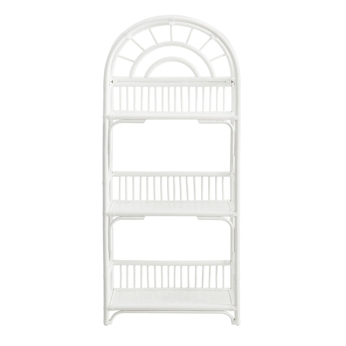 Modway Ottilie 68 Inch Arched Natural Rattan Bookshelf in White - side view