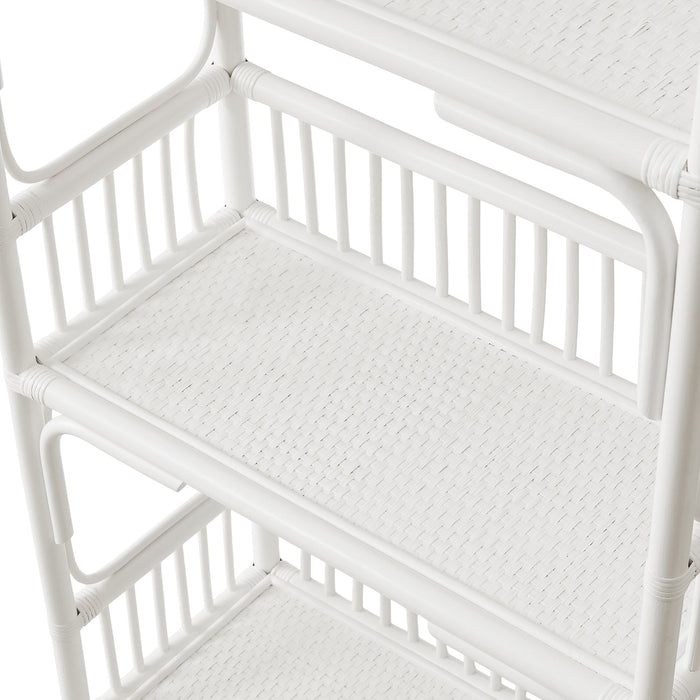 Modway Ottilie 68 Inch Arched Natural Rattan Bookshelf in White - detail view