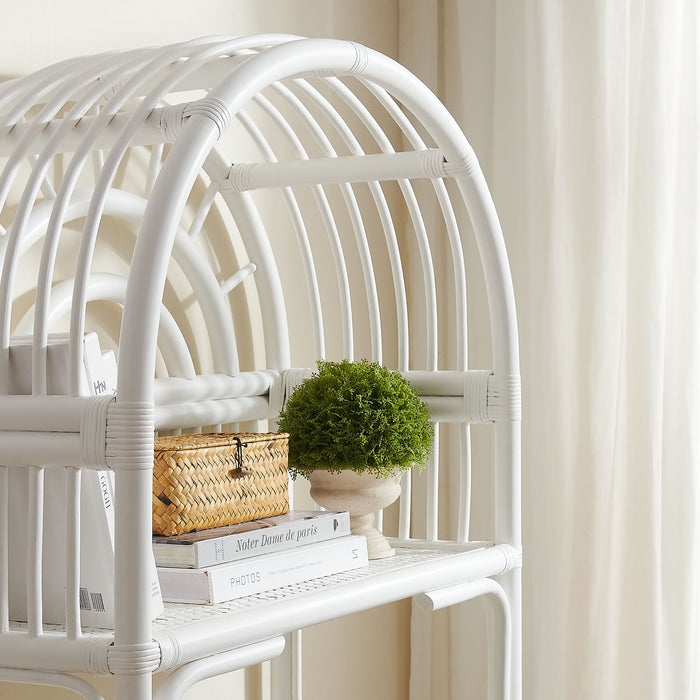 Modway Ottilie 68 Inch Arched Natural Rattan Bookshelf in White - lifestyle view 12