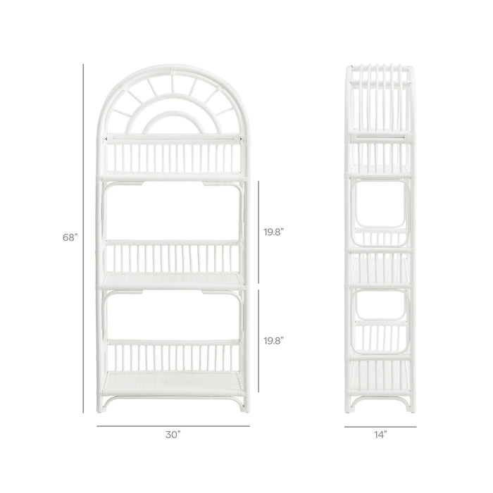 Modway Ottilie 68 Inch Arched Natural Rattan Bookshelf in White - dimensions and specifications 18