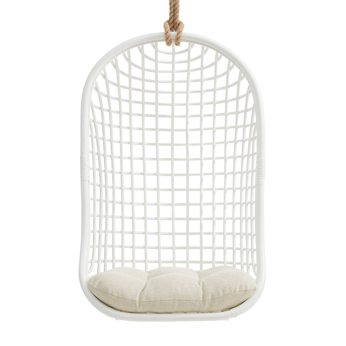 Modway Tamsin Open Grid Weave Natural Rattan Hanging Chair in White - detail view