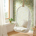 Modway Tamsin Open Grid Weave Natural Rattan Hanging Chair in White - lifestyle view 20