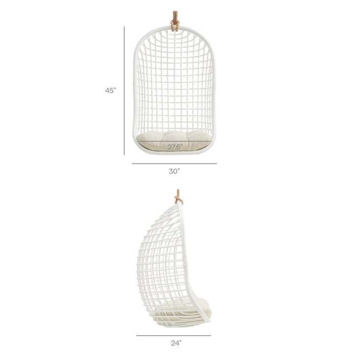 Modway Tamsin Open Grid Weave Natural Rattan Hanging Chair in White - dimensions and specifications 25