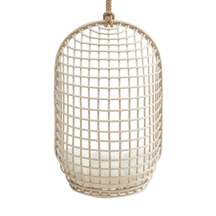 Modway Tamsin Open Grid Weave Natural Rattan Hanging Chair in Light Tan - side view