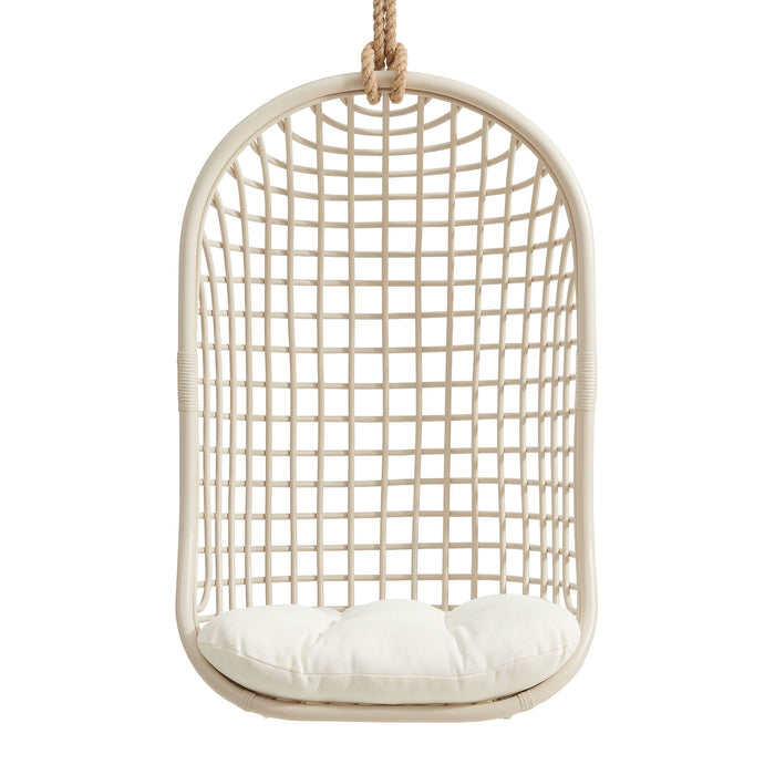 Modway Tamsin Open Grid Weave Natural Rattan Hanging Chair in Light Tan - detail view