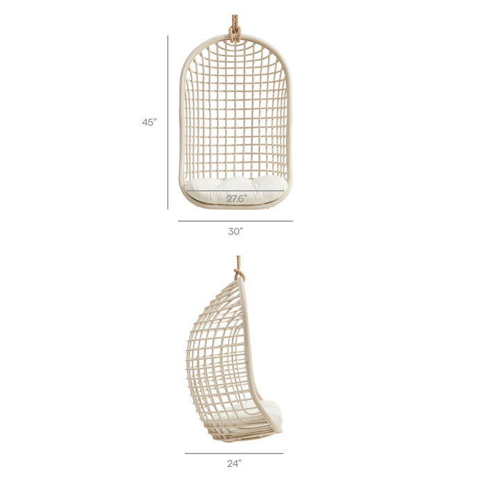 Modway Tamsin Open Grid Weave Natural Rattan Hanging Chair in Light Tan - dimensions and specifications 23