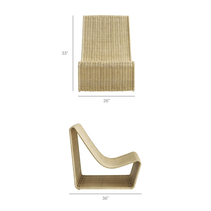 Modway Eira 2 Piece Continuous Curved Natural Rattan Lounge Chair and Ottoman Set in Natural Rattan - dimensions and specifications 6