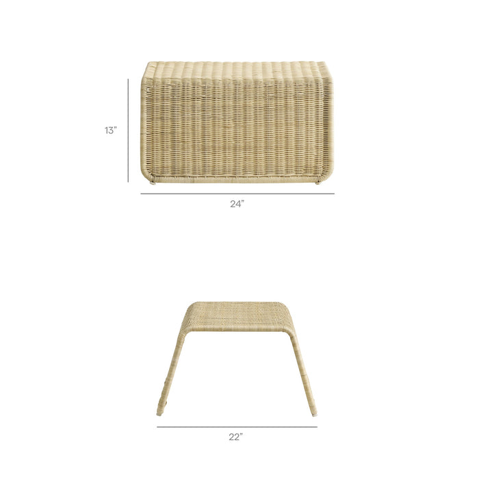 Modway Eira 2 Piece Continuous Curved Natural Rattan Lounge Chair and Ottoman Set in Natural Rattan - dimensions and specifications 7