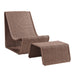 Modway Eira 2 Piece Continuous Curved Natural Rattan Lounge Chair and Ottoman Set in Mocha - front view