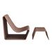 Modway Eira 2 Piece Continuous Curved Natural Rattan Lounge Chair and Ottoman Set in Mocha - angled view