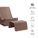 Modway Eira 2 Piece Continuous Curved Natural Rattan Lounge Chair and Ottoman Set in Mocha - dimensions and specifications