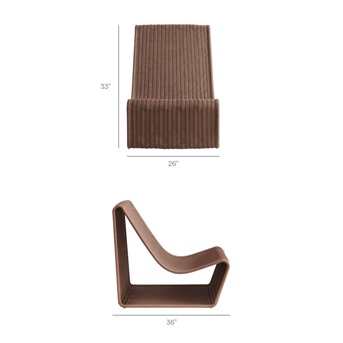Modway Eira 2 Piece Continuous Curved Natural Rattan Lounge Chair and Ottoman Set in Mocha - dimensions and specifications 7