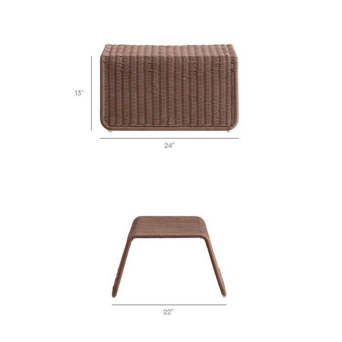 Modway Eira 2 Piece Continuous Curved Natural Rattan Lounge Chair and Ottoman Set in Mocha - dimensions and specifications 6