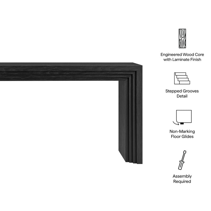 Modway Olney 63 Inch Fluted Console Table in Black - dimensions and specifications