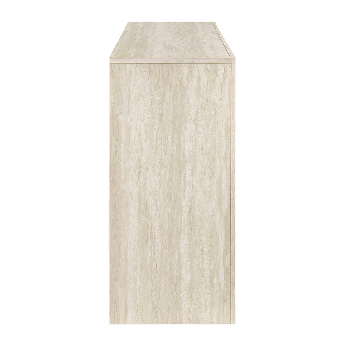 Modway Olney 63 Inch Fluted Console Table in Ivory Travertine - angled view