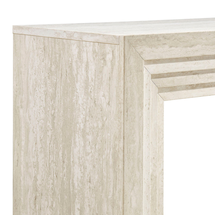 Modway Olney 63 Inch Fluted Console Table in Ivory Travertine - detail view