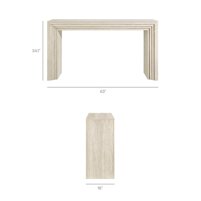 Modway Olney 63 Inch Fluted Console Table in Ivory Travertine - dimensions and specifications 22