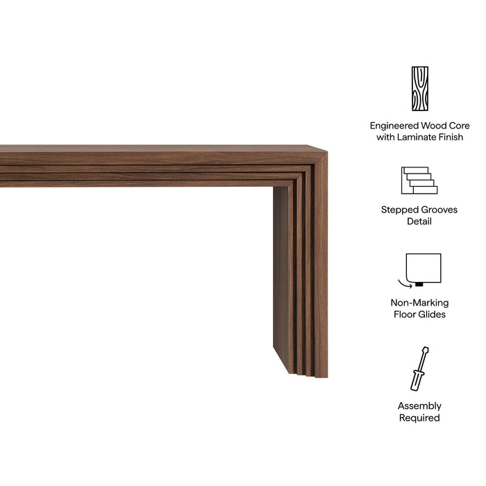 Modway Olney 63 Inch Fluted Console Table in Walnut - dimensions and specifications