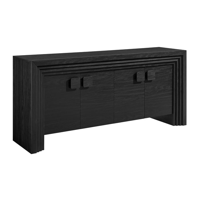 Modway Olney 4-Door Fluted Sideboard in Black - front view