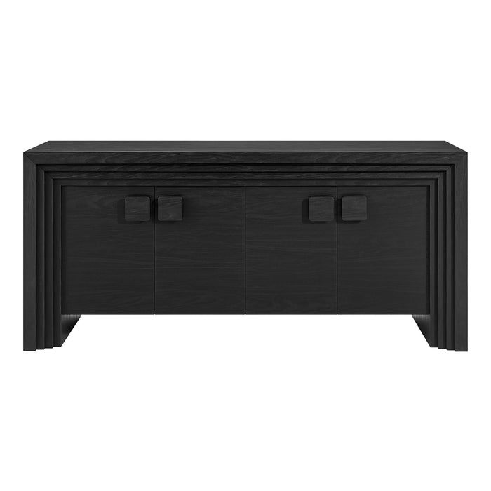 Modway Olney 4-Door Fluted Sideboard in Black - side view