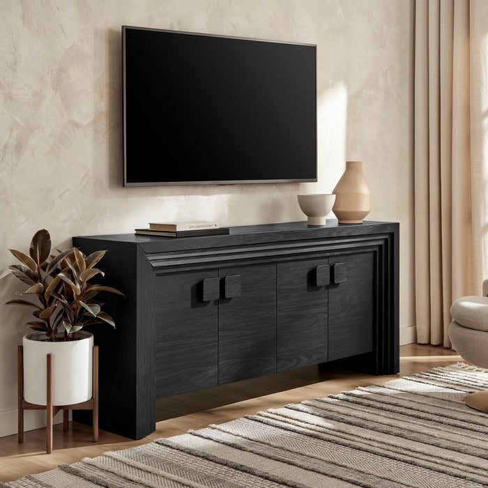 Modway Olney 4-Door Fluted Sideboard in Black - lifestyle view 24