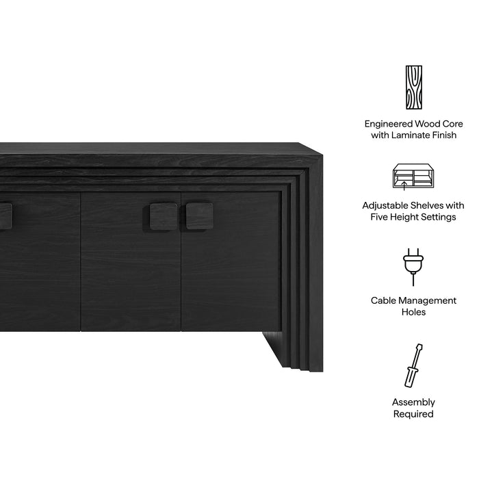 Modway Olney 4-Door Fluted Sideboard in Black - dimensions and specifications
