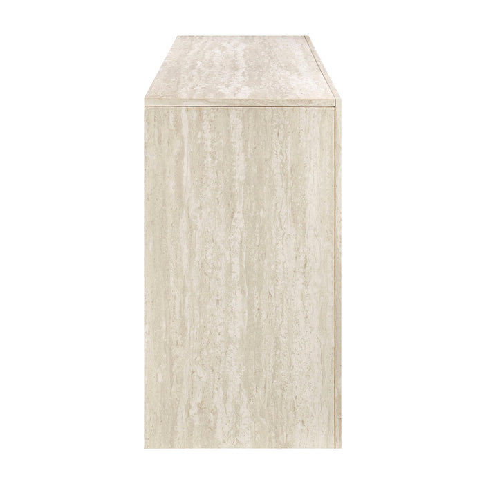 Modway Olney 4-Door Fluted Sideboard in Ivory Travertine - angled view