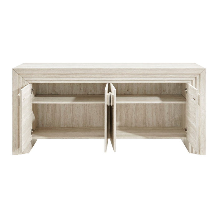 Modway Olney 4-Door Fluted Sideboard in Ivory Travertine - detail view
