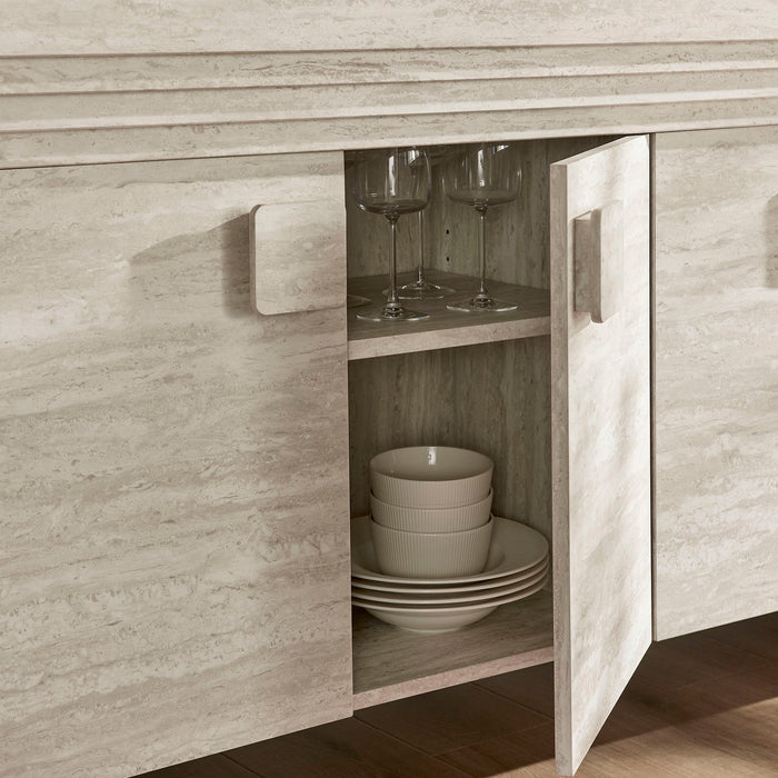 Modway Olney 4-Door Fluted Sideboard in Ivory Travertine - lifestyle view 17