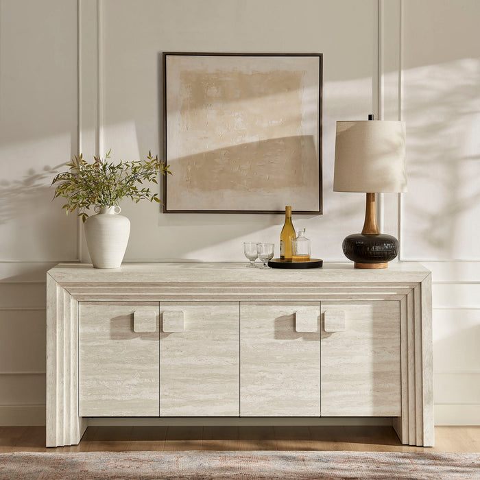 Modway Olney 4-Door Fluted Sideboard in Ivory Travertine - lifestyle view 20