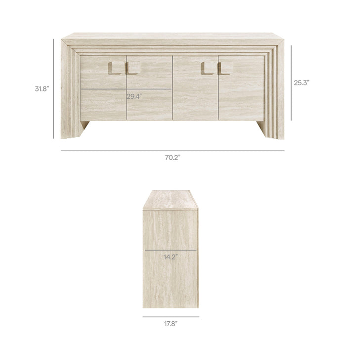 Modway Olney 4-Door Fluted Sideboard in Ivory Travertine - dimensions and specifications 28