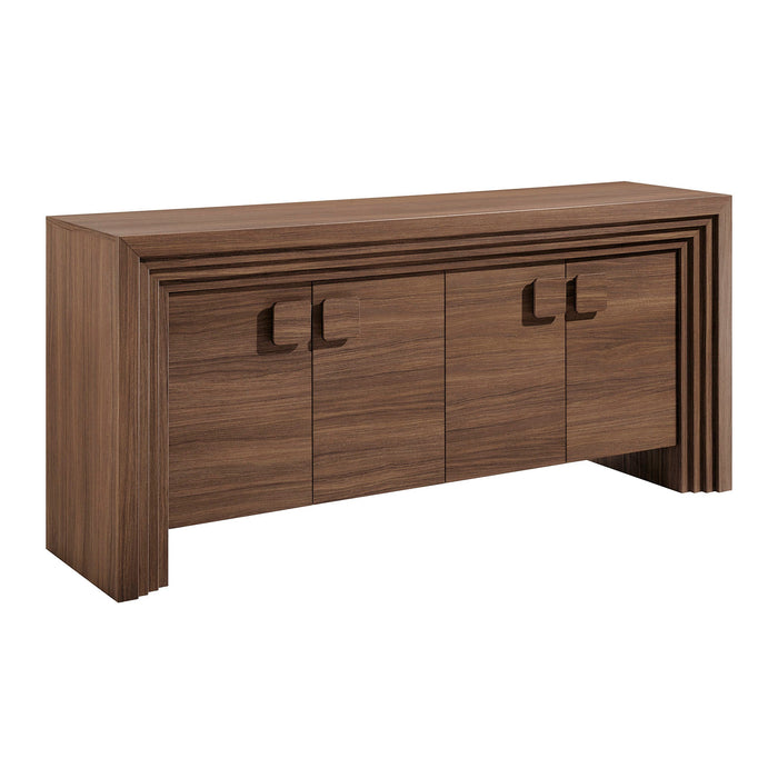 Modway Olney 4-Door Fluted Sideboard in Walnut - front view