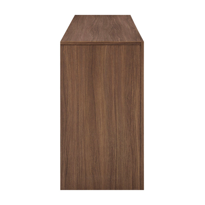 Modway Olney 4-Door Fluted Sideboard in Walnut - angled view