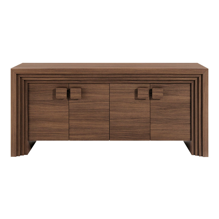 Modway Olney 4-Door Fluted Sideboard in Walnut - side view