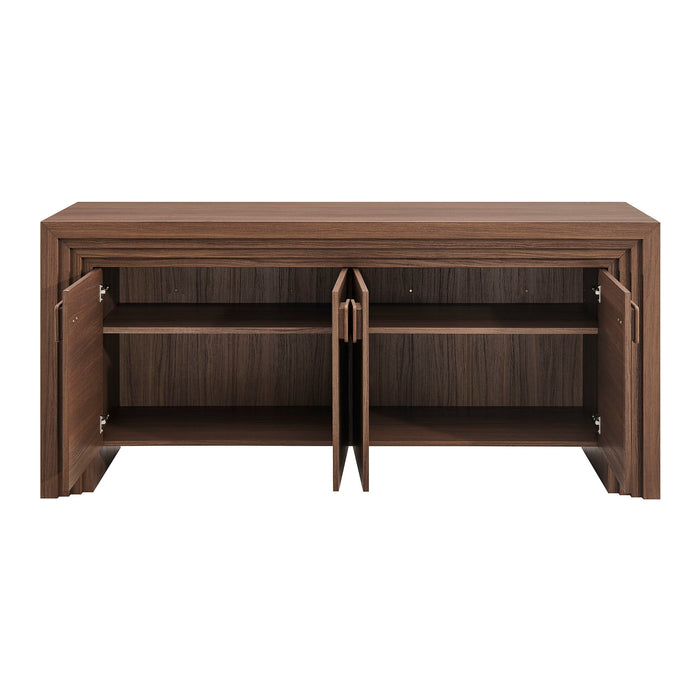 Modway Olney 4-Door Fluted Sideboard in Walnut - detail view