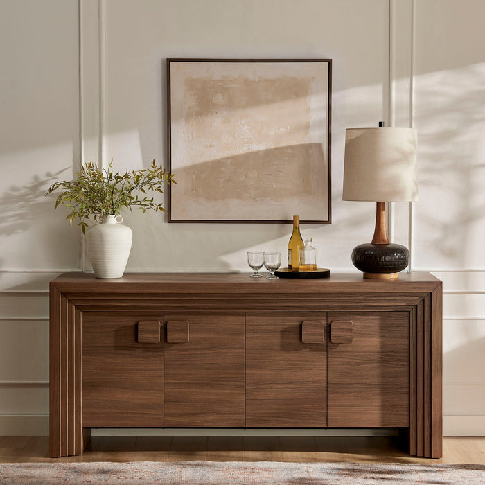 Modway Olney 4-Door Fluted Sideboard in Walnut - lifestyle view 19