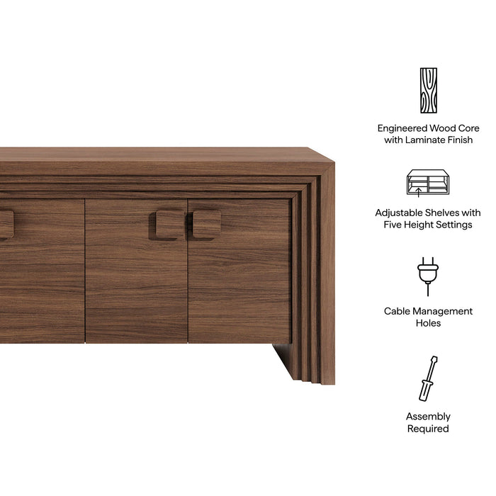 Modway Olney 4-Door Fluted Sideboard in Walnut - dimensions and specifications