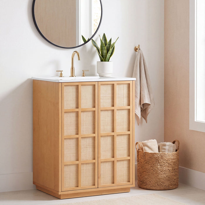 Modway Aiko 24 Inch Japandi Bathroom Vanity in Natural White - lifestyle view 10