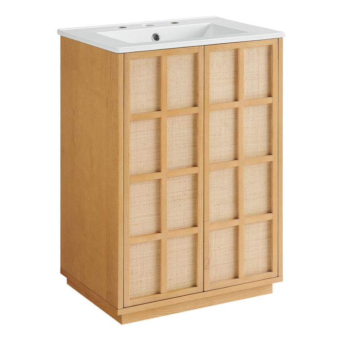 Modway Aiko 24 Inch Japandi Bathroom Vanity in Natural White - front view