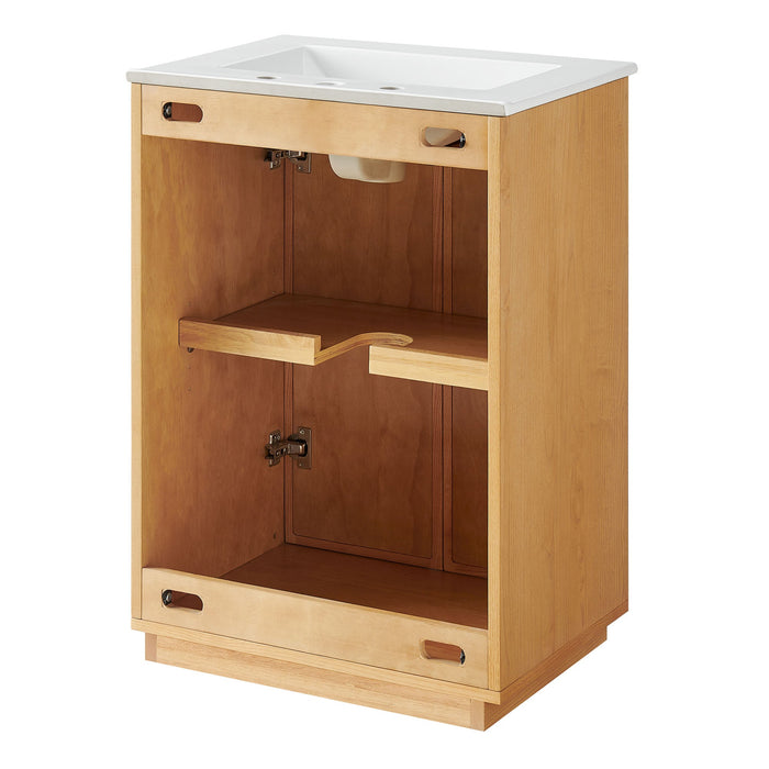 Modway Aiko 24 Inch Japandi Bathroom Vanity in Natural White - side view