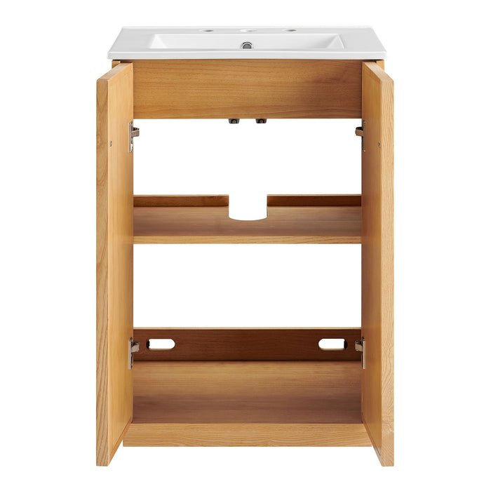 Modway Aiko 24 Inch Japandi Bathroom Vanity in Natural White - lifestyle view
