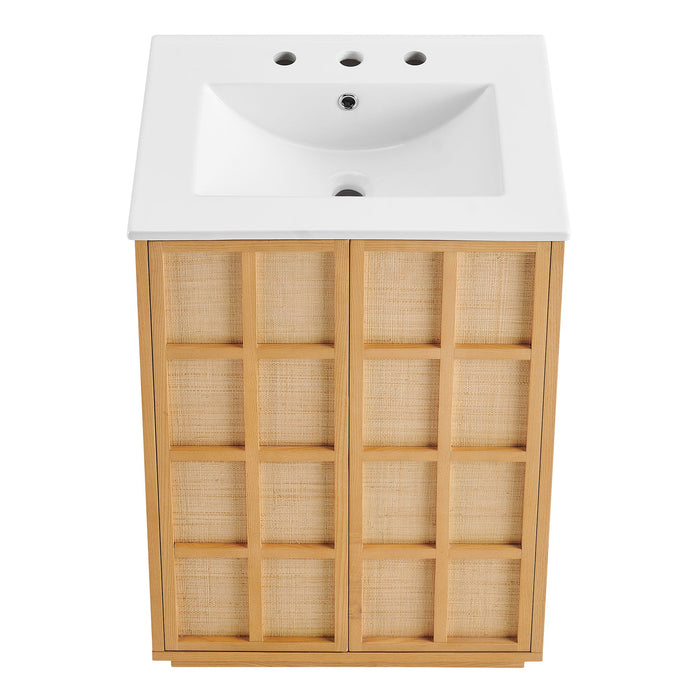 Modway Aiko 24 Inch Japandi Bathroom Vanity in Natural White - lifestyle view 6